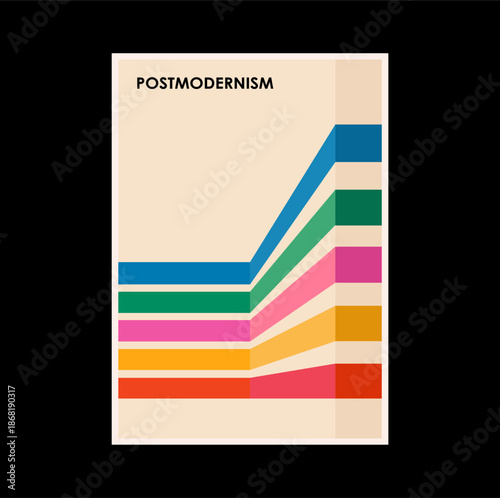 Poster inspired postmodern of vector abstract dynamic symbols with bold geometric shapes, useful for web background, poster art design, magazine front page, hi-tech print, cover artwork.