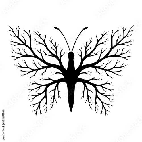 A leafless tree forming the shape of a butterfly