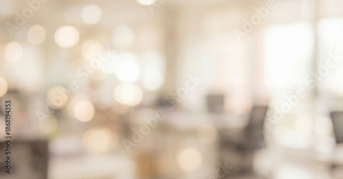 Wallpaper Mural A softly blurred view of a modern office space filled with warm light, showcasing blurred furniture and a vibrant atmosphere, ideal for creative work inspiration. Torontodigital.ca