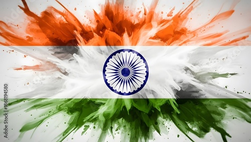 Vibrant holi celebration with indian flag colors