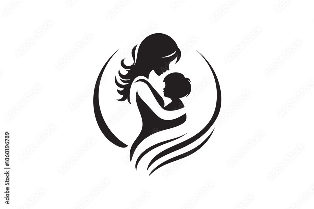 Obraz premium Mother’s Day Icon Love and Care Symbol on white background.