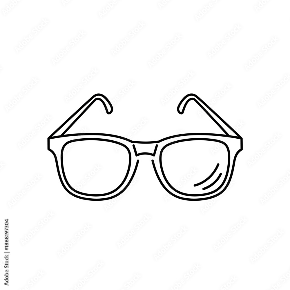 Fototapeta premium Simple Black Outline of Eyeglasses on White Background