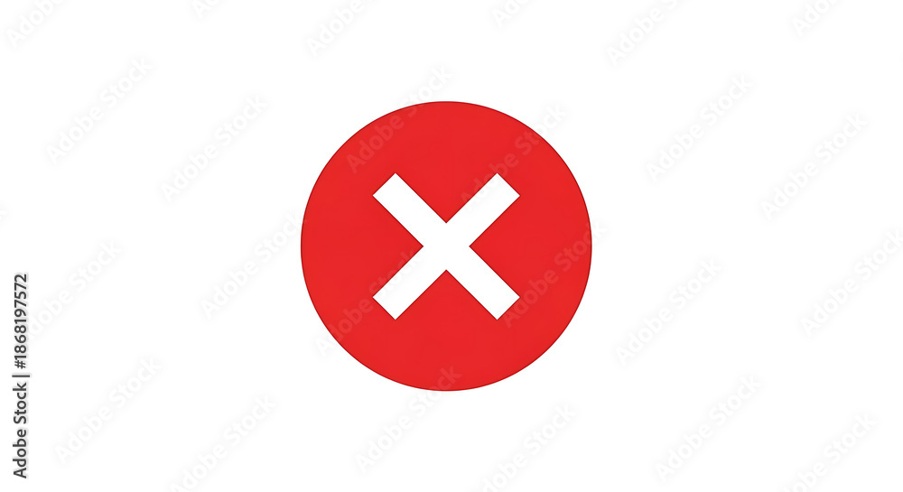 Obraz premium A red circle with a white X symbol on a plain background