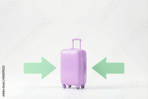 Purple Travel Suitcase with Green Arrows