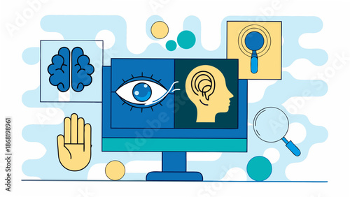 Vibrant illustration of human brain and sensory perception