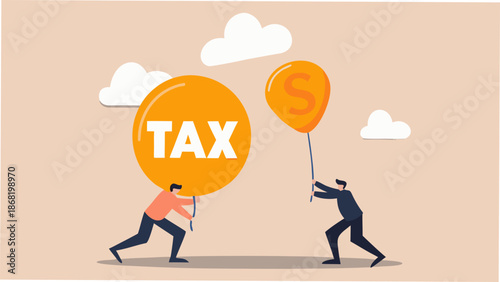 Businessman and woman managing tax and savings