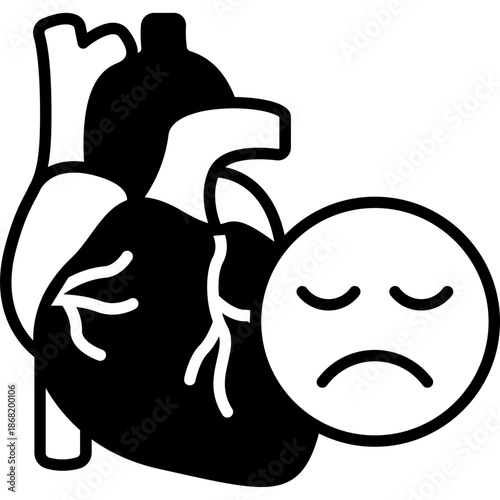 Heart Disease Cardiology Condition Fill Icon: Healthcare and Medicine