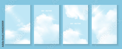 Sky Blue,Cloud poster, cards, banner, Background, Summer Clear Sky over beach, realistic nature sunrise in ,Spring panorama white clouds over blue ocean,Sunset landscape, for cosmetic, ads, web cover