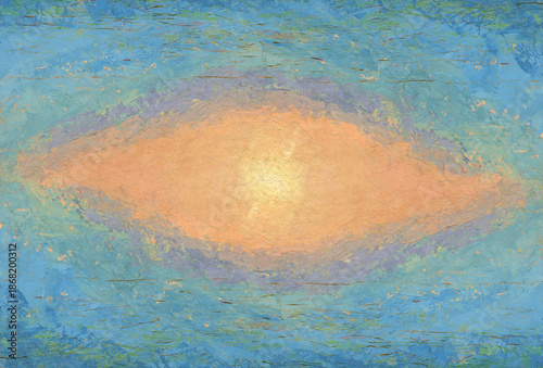 Abstract water background with  sun in impressionist style  Color illustration for your design. Hand-drawn drawing.