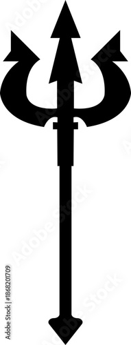 Trident Flat Style Vector Icon Mythology Weapon Symbol and Ancient Outline Graphic Group Featuring Trishul, Spear and Fork Emblem Designs