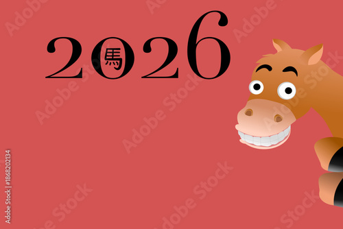 vector background for Chinese New Year 2026 featuring the Year of the Horse zodiac with a cute horse illustration. Suitable for banners, greeting cards, posters, social media and calendars