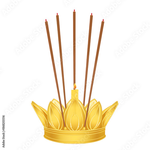 Loy Krathong Floating Basket Illustration – Thai Festival Water Lantern
