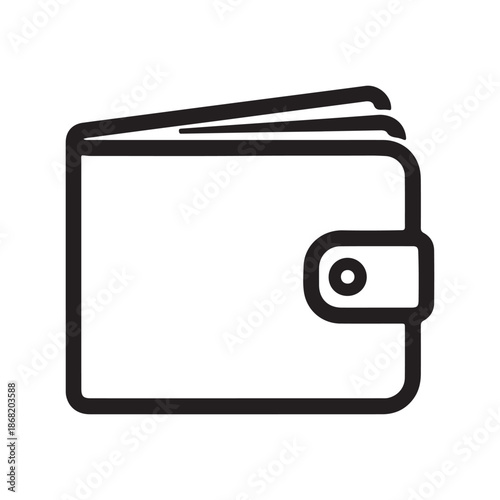 Outline of closed wallet with money sticking out and snap closure icon