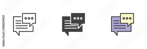 Speech bubbles line, solid, colorful different style icon set pack