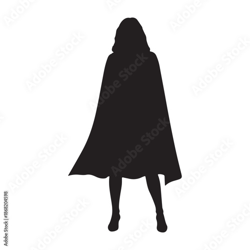 Caped Woman Superhero Silhouette Illustration
