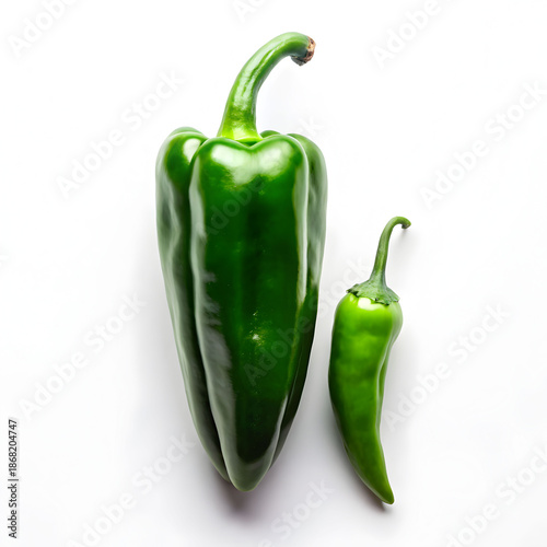 green pepper chili on isolated white background