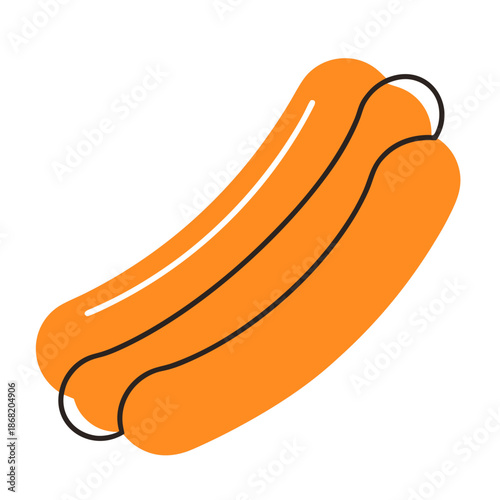 Orange hot dog in minimalist style on white background  
