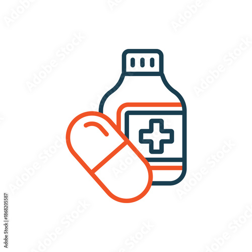 medicine icons outline and Flat Style,transparent background