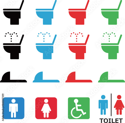 シンプルなトイレのアイコンセット