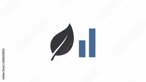 Leaf and bar chart graphic symbol.