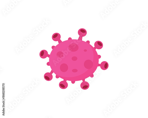 Virus icon. Pink virus illustration for medical, healthcare, biology, infection, pandemic and disease awareness isolated on white background