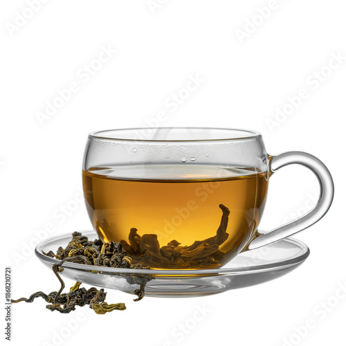 hot oolong tea isolated on white background