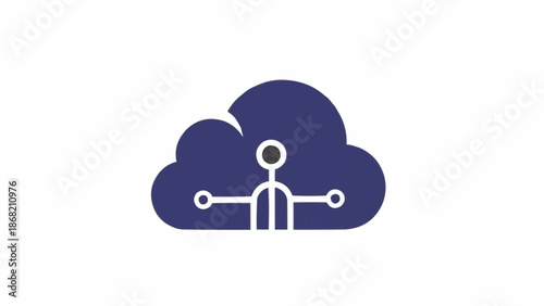 Cloud connected human icon symbol.