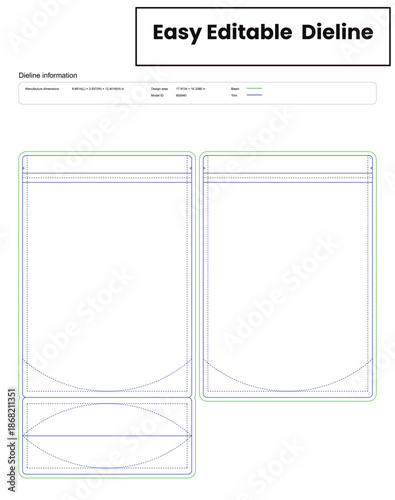 zipper candy pouch dieline template box dieline die lines packaging custom dieline  box cardboard box dieline pizza box dieline printable product packaging layout,