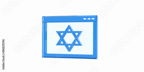 A 3d rendering of a smartphone displaying the star of david symbol