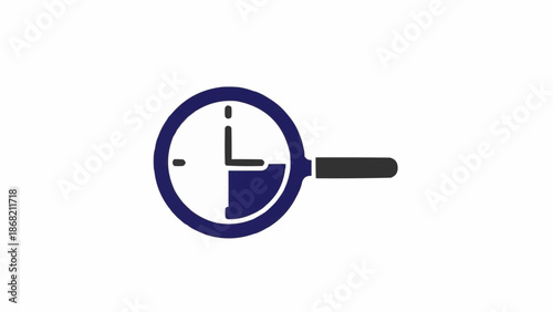 Clock with magnifying glass closeup.