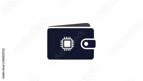 Digital wallet with microchip icon.