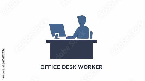 Office desk worker at computer terminal.