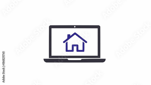 Laptop with house on screen display.