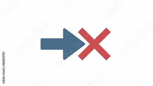 Blue Arrow and Red Cross Symbols.