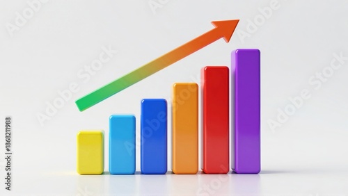 Colorful bar chart with upward growth arrow Free Download Colorful bar chart with upward growth arrow - GFXLoad