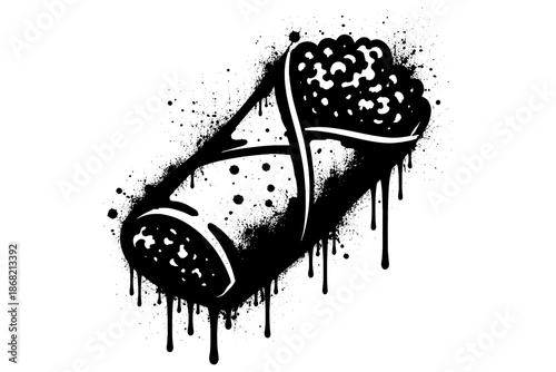 Grunge ink splash burrito graphic with dripping paint effect for modern art design