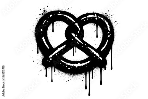 Edgy graffiti style dripping heart on white canvas