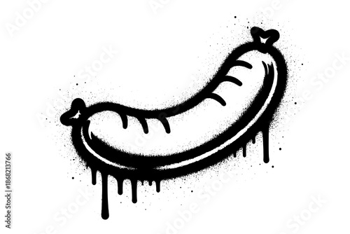 Graffiti style sausage illustration with grunge dripping effect