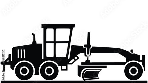 Bulldozer silhouette icon for construction and heavy machinery designs