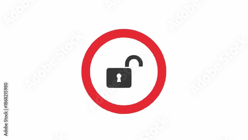 Forbidden Open Lock Icon Sign.