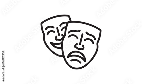 Comedy and Tragedy Theatre Masks Icon for Acting Performance and Drama Stage Concept