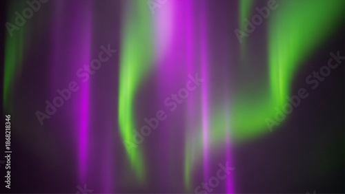 Abstract Aurora Curtain Gradient Background with Violet and Lime Flowing Light Beams