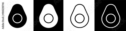 Minimalist Avocado Icon Set: Healthy Food Symbol Graphic Elements