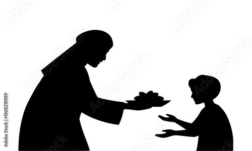 Silhouette of Father and Son Reading Books with Glowing Lightbulb Idea, Accusing Hands Pointing at Knowledge, Education Concept, Social Pressure vs Learning, Wisdom, Isolated on White Background