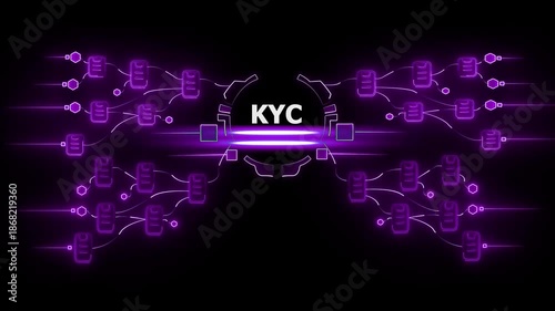 K Y C Know Your Customer Verification Process Neon Purple Network Connection