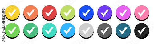 Free Download Set of colorful checkmark icons in circles, isolated  - GFXLoad