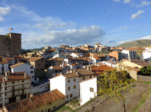 Autumn cityscape in Spain, Mora de Rubielos, Teruel