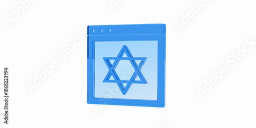 Blue smartphone displaying a star of david icon on its screen