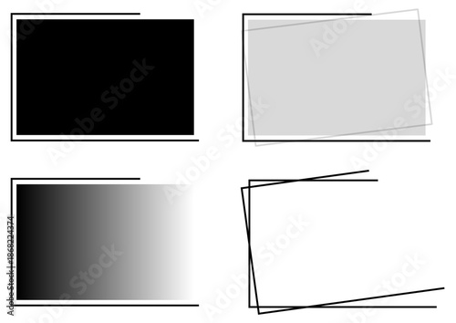 シンプルな黒の直線フレームセット モダンな長方形飾り枠・文字入れ・見出し用ベース