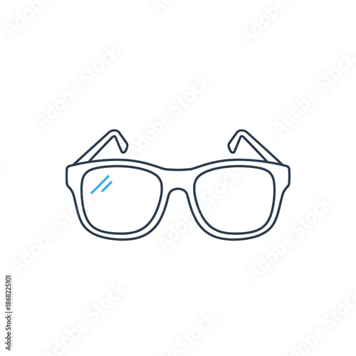 Simple outline drawing of eyeglasses, glasses icon, vector illustration